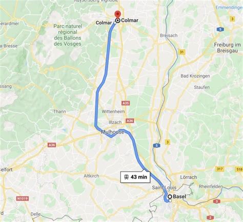 distance from basel to colmar